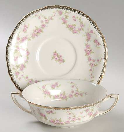 Harmony Rose Flat Cream Soup Bowl & Saucer Set