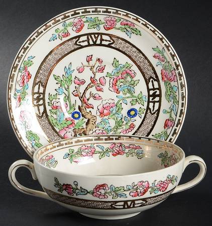 India Tree Flat Cream Soup Bowl & Saucer Set