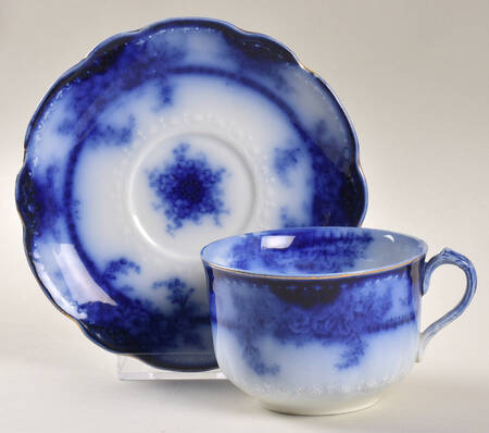 Kelvin (Flow Blue) Flat Cup & Saucer Set