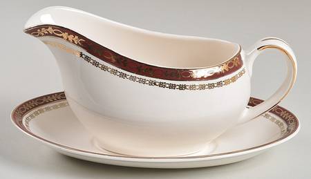 Kingsdale Maroon (Cream) Gravy Boat & Underplate