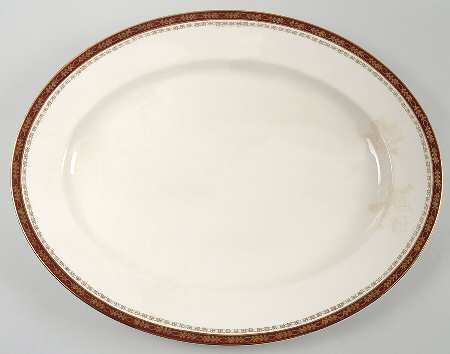Kingsdale Maroon (Cream) 16" Oval Serving Platter