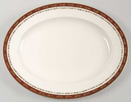 Kingsdale Maroon (Cream) 12" Oval Serving Platter