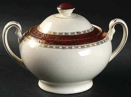 Kingsdale Maroon (Cream) Sugar Bowl & Lid
