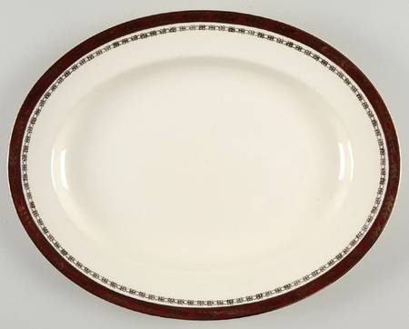 Kingsdale Maroon (Cream) 11" Oval Serving Platter