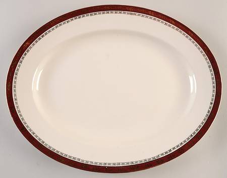 Kingsdale Maroon (Cream) 14" Oval Serving Platter