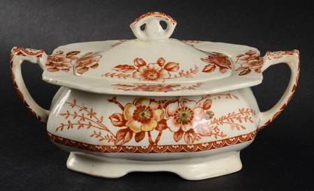 Medway Rust Brown Multicolor Sugar Bowl & Lid