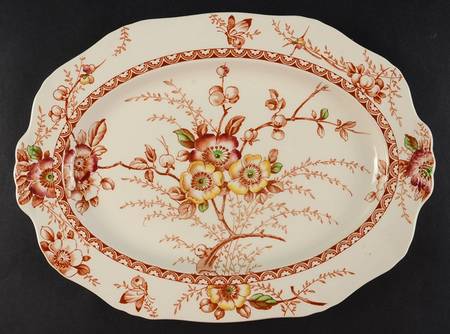 Medway Rust Brown Multicolor 12" Oval Serving Platter