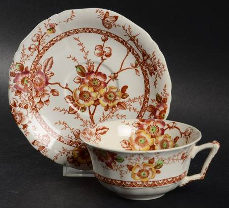 Medway Rust Brown Multicolor Flat Cup & Saucer Set