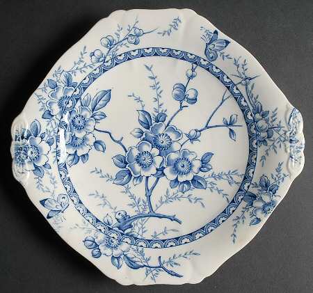 Medway Decor All Blue Square Handled Cake Plate