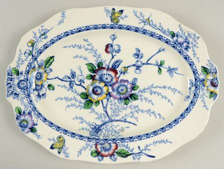 Medway Decor Blue Multicolor 12" Oval Serving Platter