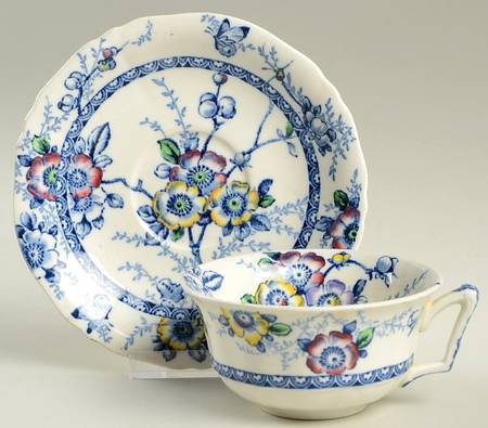 Medway Decor Blue Multicolor Flat Cup & Saucer Set