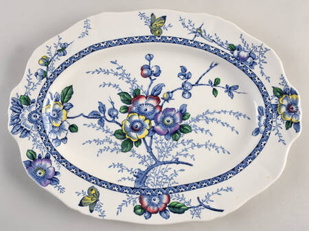 Medway Decor Blue Multicolor 14" Oval Serving Platter
