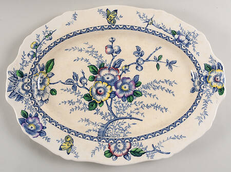Medway Decor Blue Multicolor 16" Oval Serving Platter