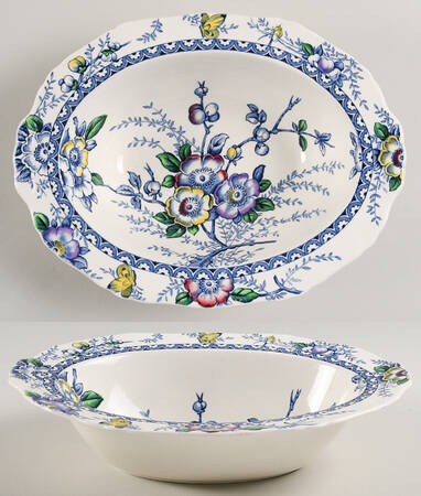 Medway Decor Blue Multicolor 9" Oval Vegetable Bowl