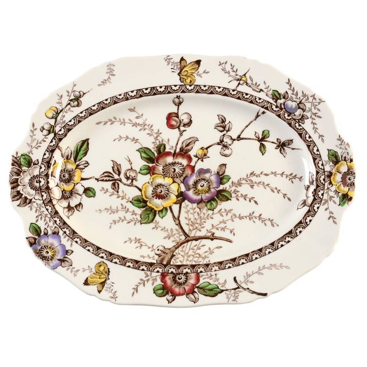 Medway Decor Dark Brown Multicolor 10" Oval Serving Platter