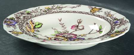 Medway Decor Dark Brown Multicolor Rim Soup Bowl