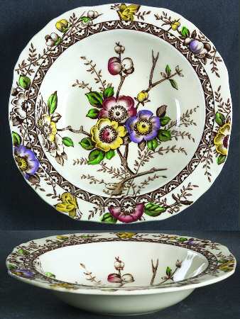 Medway Decor Dark Brown Multicolor Rim Fruit/Dessert (Sauce) Bowl