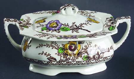 Medway Decor Dark Brown Multicolor Sugar Bowl & Lid