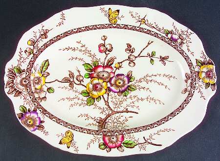 Medway Decor Dark Brown Multicolor 14" Oval Serving Platter