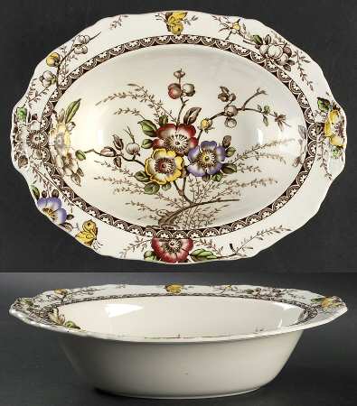 Medway Decor Dark Brown Multicolor 10" Oval Vegetable Bowl