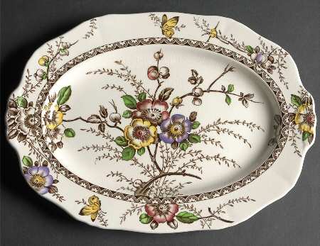 Medway Decor Dark Brown Multicolor 12" Oval Serving Platter