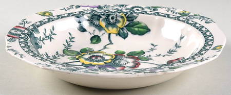 Medway Decor Green Multicolor Rim Soup Bowl