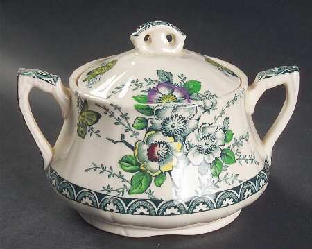 Medway Decor Green Multicolor Sugar Bowl & Lid