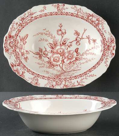 Medway Decor Pink 9" Oval Vegetable Bowl