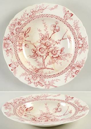 Medway Decor Pink Rim Soup Bowl