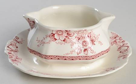 Medway Decor Pink Gravy Boat with Attached Underplate