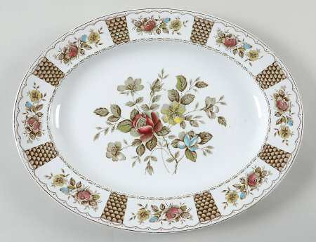 Melody Brown Multicolor 12" Oval Serving Platter