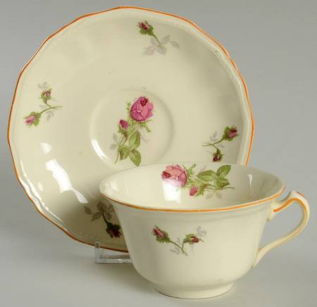Moss Rose Flat Cup & Saucer Set