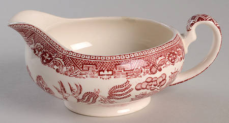 Old Willow Pink Round Gravy Boat