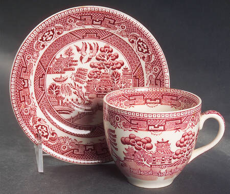 Old Willow Pink Flat Cup & Saucer Set