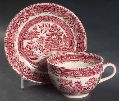 Old Willow Pink Flat Cup & Saucer Set
