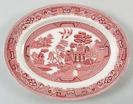 Old Willow Pink 12" Oval Serving Platter