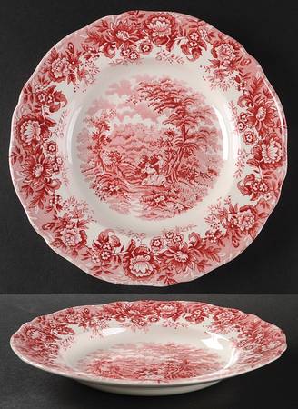 Romance Pink Large Rim Soup Bowl