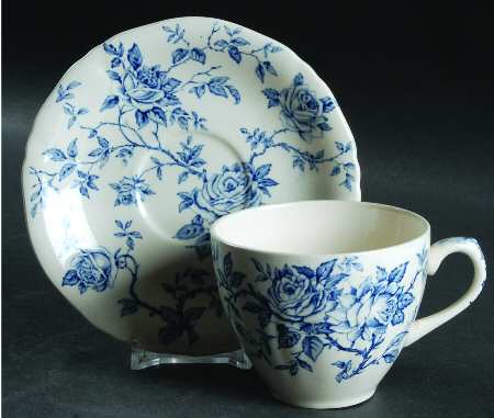 Rosa Blue Flat Cup & Saucer Set