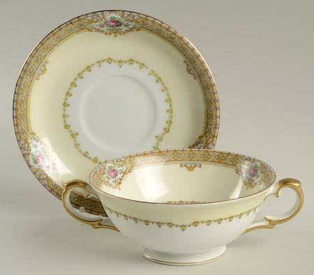 Annette Footed Cream Soup Bowl & Saucer Set