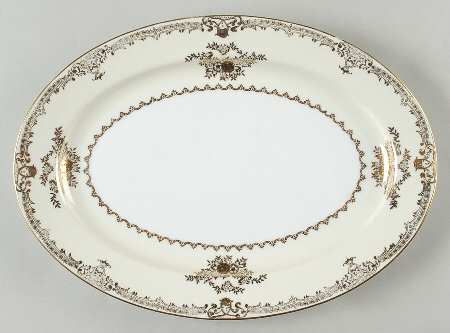 Augusta (Older, Gold Trim) 12" Oval Serving Platter