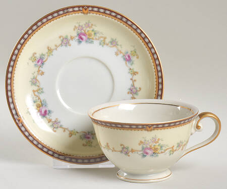 Augusta (Floral, Asama Shape) Footed Cup & Saucer Set