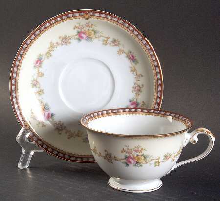 Augusta (Floral, Asama Shape) Footed Cup & Saucer Set