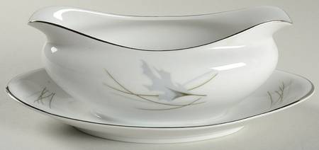 Autumn Leaves Gravy Boat with Attached Underplate