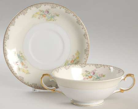 Burbank Footed Cream Soup Bowl & Saucer Set