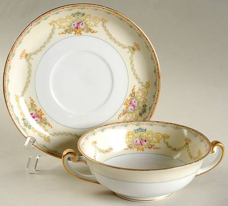 Celeste Footed Cream Soup Bowl & Saucer Set