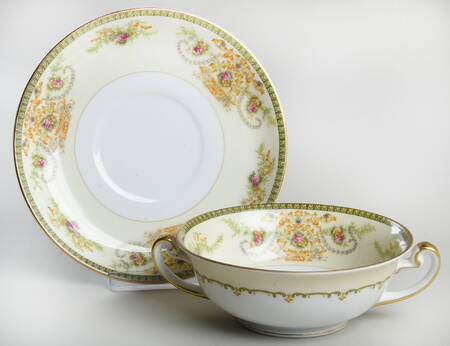 Charm Footed Cream Soup Bowl & Saucer Set
