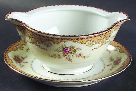 Derby Gravy Boat with Attached Underplate by Meito