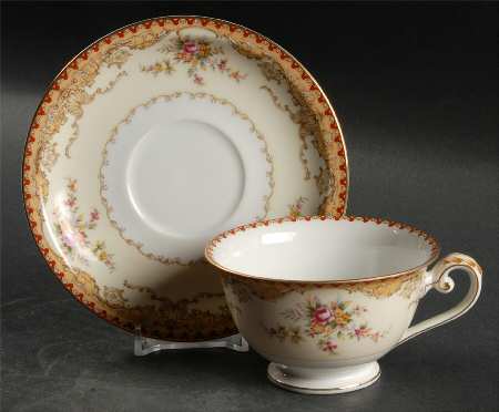 Derby Footed Cup & Saucer Set by Meito