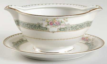 Dexter (Empire Shape) Gravy Boat with Attached Underplate by Meito