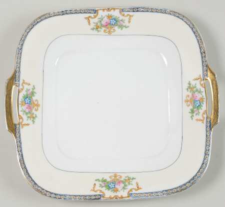 Dolores (Gold Trim) Square Handled Cake Plate